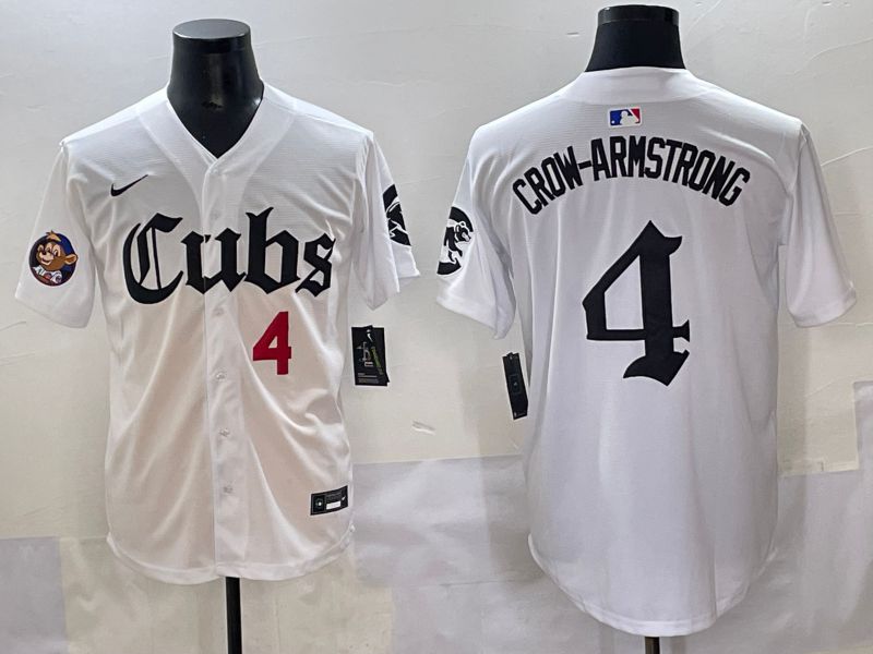 Men 2025 Chicago Cubs #4 Crow-Armstrong White Five generations Joint Name Nike MLB Jersey style 9->chicago cubs->MLB Jersey